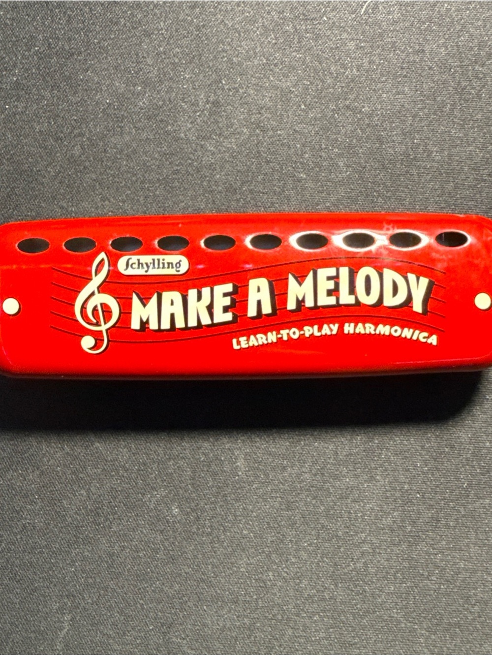 VINTAGE Schylling Make A Melody Learn To Play Red Harmonica